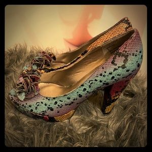Multi Color Snake Print Madden Girl peep toe pumps